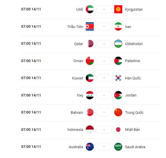 lịch thi đấu vòng loại world cup 2026