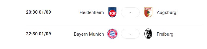 Lịch trận đấu Bundesliga