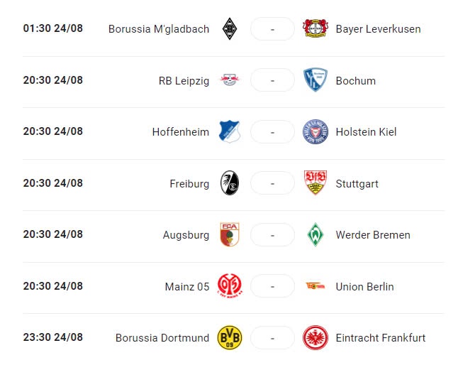 Lịch trận đấu Bundesliga