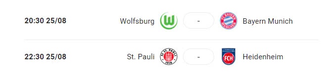 Lịch trận đấu Bundesliga